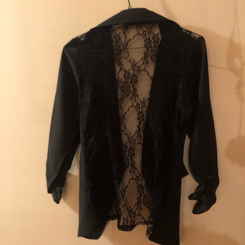Elegant classy Black blazer with Lace back sz Small - Picture 3 of 3
